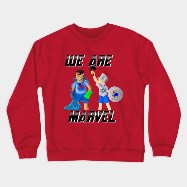 We Are Marvel Pod Just Name and Characters Crewneck Sweatshirt by We Are Marvel Pod